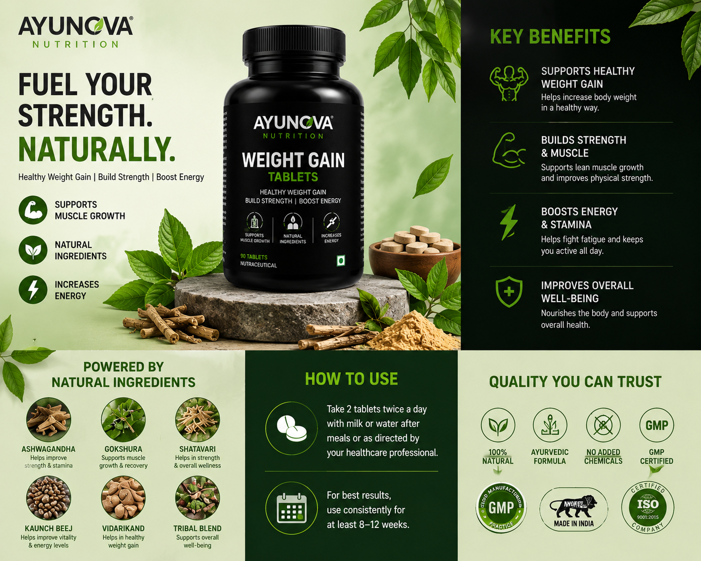 AyuNova Nutrition Weight Gain Tablets (90 Tablets)